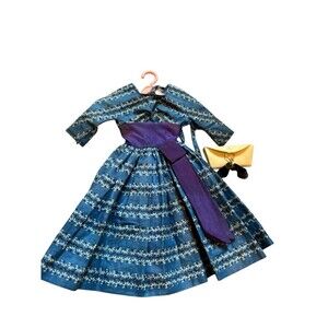 Vintage Mattel Barbie Outfit 1960’s Let’s Dance Cocktail Floral Dress #978 Blue